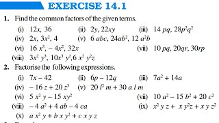 Ch 14 Factorisation  Exercise 141  Class 8 Maths  RBSE CBSE NCERT [upl. by Paul]