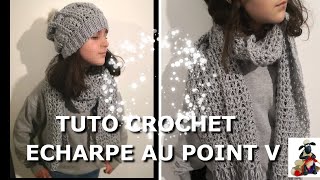 TUTO ECHARPE FACILE AU CROCHET AU POINT V [upl. by Drusilla687]