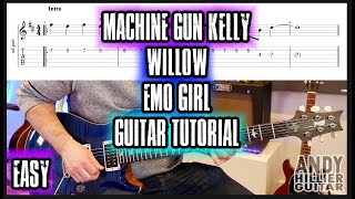 Willow Machine Gun Kelly Emo Girl Guitar Tutorial Lesson EASY [upl. by Vasiliki]