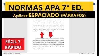 APLICAR ESPACIADO entre PÁRRAFOS FÁCILMENTE en WORD Según NORMAS APA SÉPTIMA EDICIÓN 7ma [upl. by Clymer]