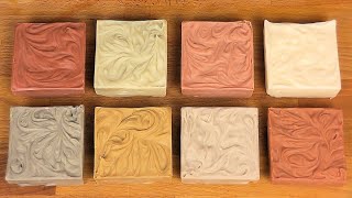 Beginners guide to how to colour cold process soap naturally using a selection of different clays [upl. by Ganny820]