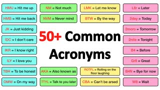 50 COMMON ACRONYMS in ENGLISH [upl. by Eelynnhoj567]