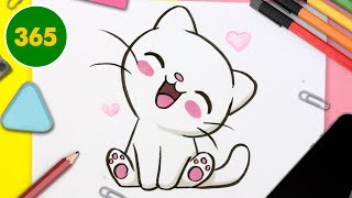 HOW TO DRAW A CUTE CAT KAWAII  How to draw animals [upl. by Yursa570]