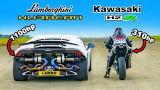 Lamborghini Huracan Turbo vs Kawasaki H2R DRAG RACE [upl. by Nyleda]