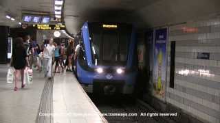 SL Tunnelbana tåg  Metro trains at TCentralen station part II Stockholm Sweden [upl. by Nor324]