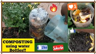 How to make compost at home using kitchen waste and water bottle NPK ENGLISH [upl. by Wrench]