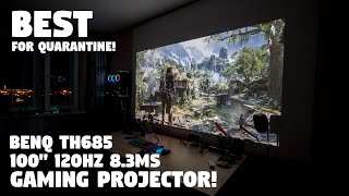 The BENQ TH685 100quot 120Hz 83ms HDR Projector Review  The Screen for Quarantine [upl. by Rimaa]