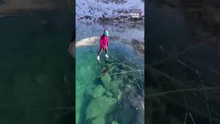 Ice rescue instructor captures footage of rare onceinadecade ice window on Alaskan lake [upl. by Anirahc739]