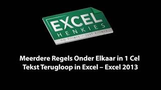 51 Meerdere Regels Onder Elkaar in 1 Cel Tekst Terugloop in Excel – Excel 2013 [upl. by Thurmond187]