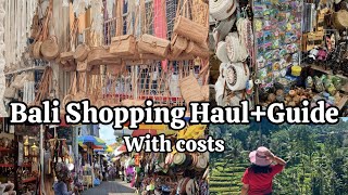 Bali Shopping GuideBali Shopping Haul with costsWhere to shop in BaliUbud KutaSeminyak shopping [upl. by Ayoted]