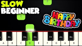 Happy Birthday  SLOW BEGINNER PIANO TUTORIAL  SHEET MUSIC by Betacustic [upl. by Aaren]