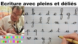 écriture de l’alphabet avec des pleins et les déliés sur feuille Seyès [upl. by Allerym]