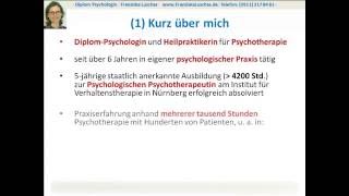 Die Verhaltensanalyse in der KVT Teil 01  Eine Einführung von DiplPsych Franziska Luschas [upl. by Kaazi755]