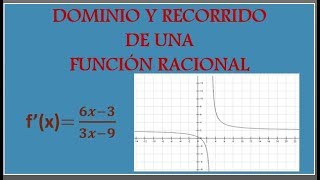 DOMINIO Y RECORRIDO DE UNA FUNCIÓN RACIONAL [upl. by Kempe]