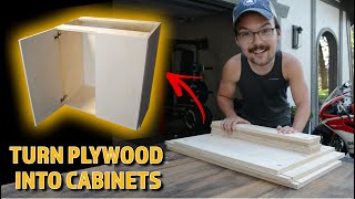 How to BUILD CABINETS Fast and Easy  Frameless Plywood Cabinets [upl. by Oak]