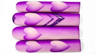 ℙ𝕦𝕣𝕡𝕝𝕖 𝕊𝕙𝕒𝕕𝕠𝕨 illusion double ombre Pigment valentine Nail Art Tutorial [upl. by Herbst]