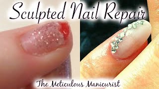 💅 Sculpted Acrylic Nail Repair After Bloody Broken Nail Injury Tutorial [upl. by Zelma672]