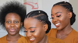 FLAT TWIST MADE EASY Needle and Yarn Thread Flat Twist w Low Bun  Protective Style Hair Tutorial [upl. by Soirtemed]