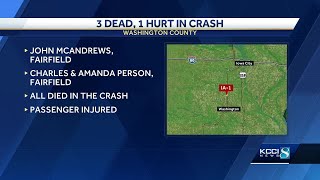 Authorities identify three Iowans killed in Washington County crash [upl. by Lattimer37]