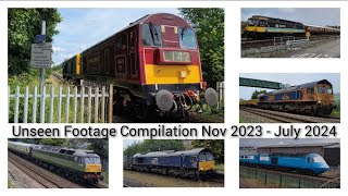 Unseen Railway Footage  Class 20 43 47 56 57 66 67 197 385 390 397 UK Trains Railtours Freight 2024 [upl. by Rodavlas482]