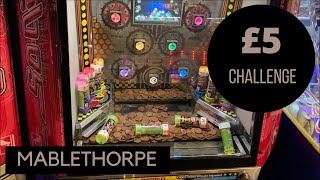 MABLETHORPE  £5 CHALLENGE  Playing 2p Coin Pusher Amusement Arcades  Challenge 2 [upl. by Relyt]