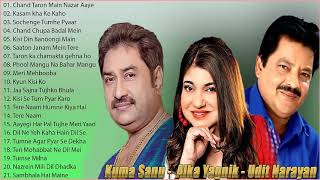 Best Of Udit Narayan Alka Yagnik Kumar Sanu Songs  90s Evergreen Bollywood Songs Jukebox [upl. by Anafetse291]