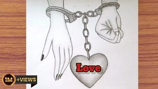 romantic couple holding hands pencil sketch tow lover hands drawing step by step holding hands easy [upl. by Atinit927]