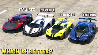 GTA 5  ITALI RSX vs EMERUS vs DEVESTE EIGHT vs KRIEGER  Track test included [upl. by Nynahs968]