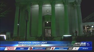 Erie County Courthouse lights up green to raise awareness ahead of Veterans Day [upl. by Goer]