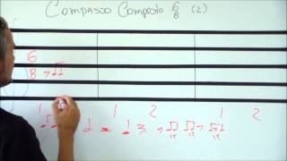 TEORIA MUSICAL COMPASSO COMPOSTO 6\ 8  leitura Rítmica 2 [upl. by Wallas888]