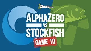 AlphaZero vs Stockfish Chess Match Game 10 [upl. by Egap]