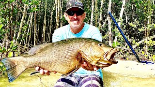 GIANT River SNAPPER Catch Clean amp Cook BlueGabe Style SPEARFISHING [upl. by Areit]