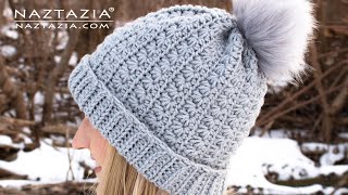 How to CROCHET STAR STITCH HAT  Easy Winter Hat by Naztazia [upl. by Aara]