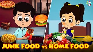 Junk Food vs Home Food  Chocolates vs Vegetables  Animated Stories  English Cartoon  Moral Story [upl. by Kosse]