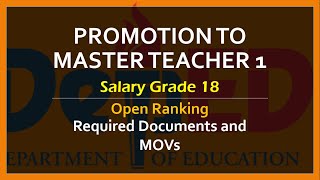 Guidelines of Teachers on Promotion to Master Teacher 1 [upl. by Adoree229]