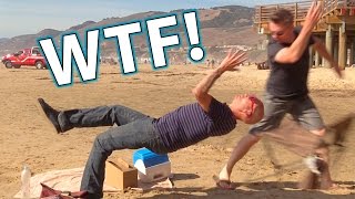 Guy Levitates at Beach Prank CRAZY Magic [upl. by Anilram52]