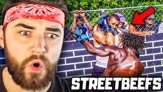 KingWoolz Reacts to THE BEST STREETBEEFS KNOCKOUTS YET INSANE [upl. by Fridlund]