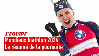 Mondiaux biathlon 2024  Julia Simon championne du monde de la poursuite BraisazBouchet en bronze [upl. by Eetak]