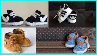 32 ideas de hermosos zapatitos para bebe niño tejidos en crochet [upl. by Brandyn]