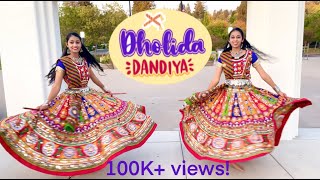 DHOLIDA  Dandiya Dance Cover  Navratri  Learn Dandiya Simple Steps  HaSi Dance Sisters USA [upl. by Sido744]