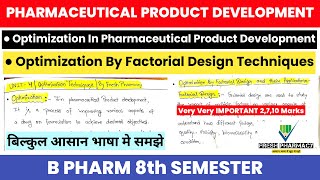 Optimization Techniques in Pharmaceutical Product Development  Optimization by factotial design [upl. by Liuka]