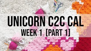 Rainbow Unicorn C2C Crochet BlanketHeartsprinkle CAL WEEK 1 Part 1 Rows 1 17 [upl. by Rehposirhc]