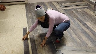 How to Install Vinyl Flooring Over Tiles Over Linoleum Tiles  Thrift Diving [upl. by Inele]