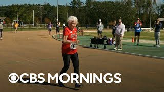 105yearold Louisiana woman Julia Hawkins sets world record in running [upl. by Hirst448]