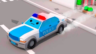 La Voiture de police Bleu et  Dessin animé français  Drôles Voitures [upl. by Atinnor780]