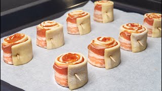 Brilliant appetizer idea in 5 minutes These will disappear in a minute Puff pastry and bacon [upl. by Lorrie]