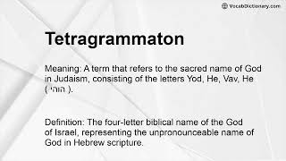 Tetragrammaton Meaning [upl. by Intirb]