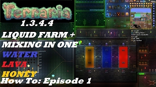 Terraria 1344 HOW TO  Build a Liquid Farm  Mixer water lava honey  Episode 1 [upl. by Hgielanna897]