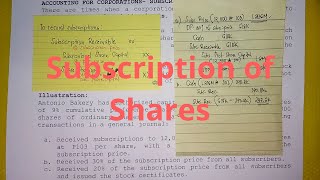 Accounting for Corporations  Subscription of Shares [upl. by Akisey67]