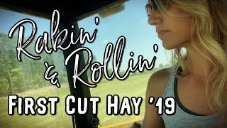 Raking and Baling First Cut Hay 2019 [upl. by Gert]